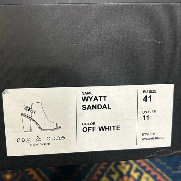 Rag & Bone Women Off White Leather Open Toe Chunky Heel Wyatt Sandal 10.5/41 NIB - Picture 10 of 12